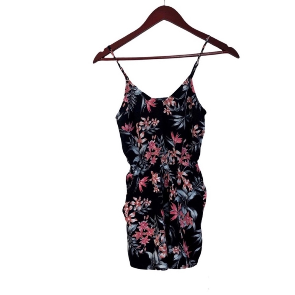 Divided Black Pink Floral Romper Jumpsuit